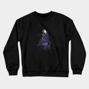 Witch Lavender Bird Toucan plays a musical instrument on transparent background Crewneck Sweatshirt